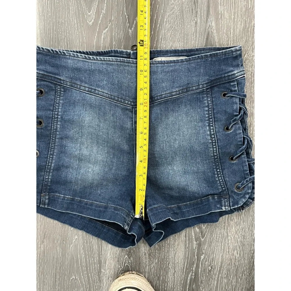 Free People Dark Blue Lace-Up Side High-Rise Denim Shorts Size 29